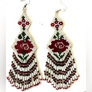 Handmade  Native American Elegant Beaded  Floral Earrings